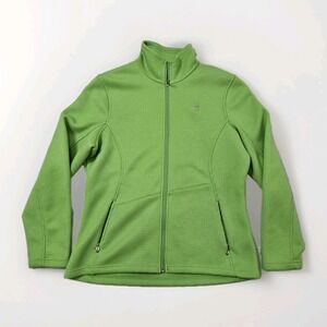 Spyder Core Active Jacket Womens XL Green Full Zip Pockets Cable Knit Y2K Skiing